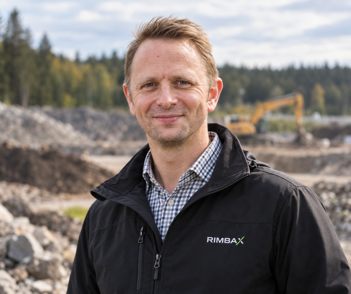 Christopher Jonsson, grundare av Rimbax, på ett anläggningsprojekt